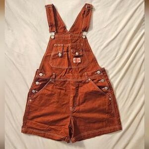 REVOLT Clothing Co. Rust Orange Denim Overalls Womens Size MEDIUM